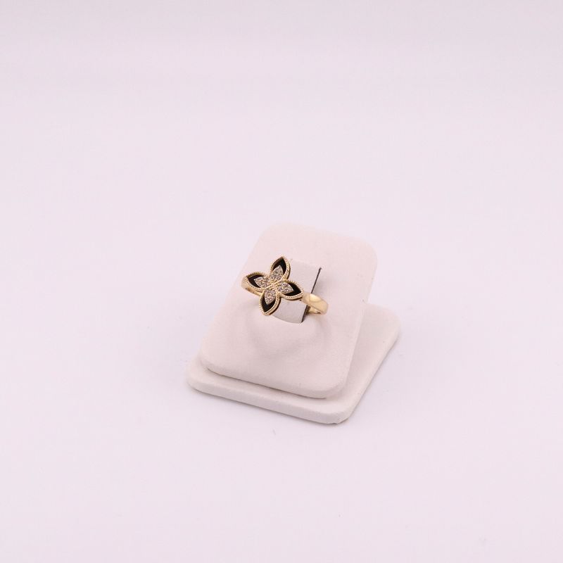 Anillo Tipo Lv Negro 14K 2.6g #8.5